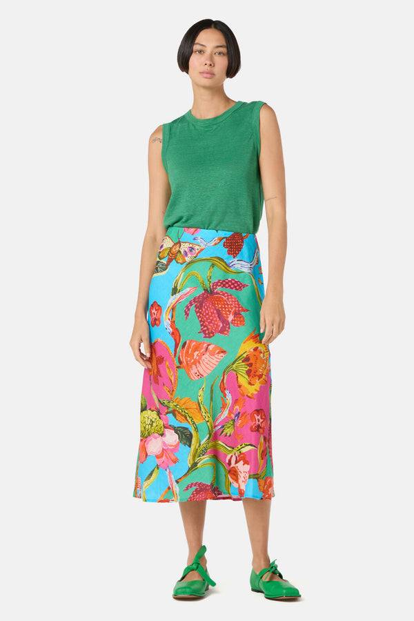 Gorman NZ - Elara Print Linen Midi Skirt - print
