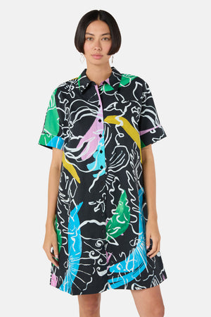 Gorman NZ - Linework Cotton Shirt Dress - print