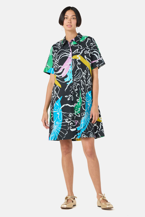 Gorman NZ - Linework Cotton Shirt Dress - print