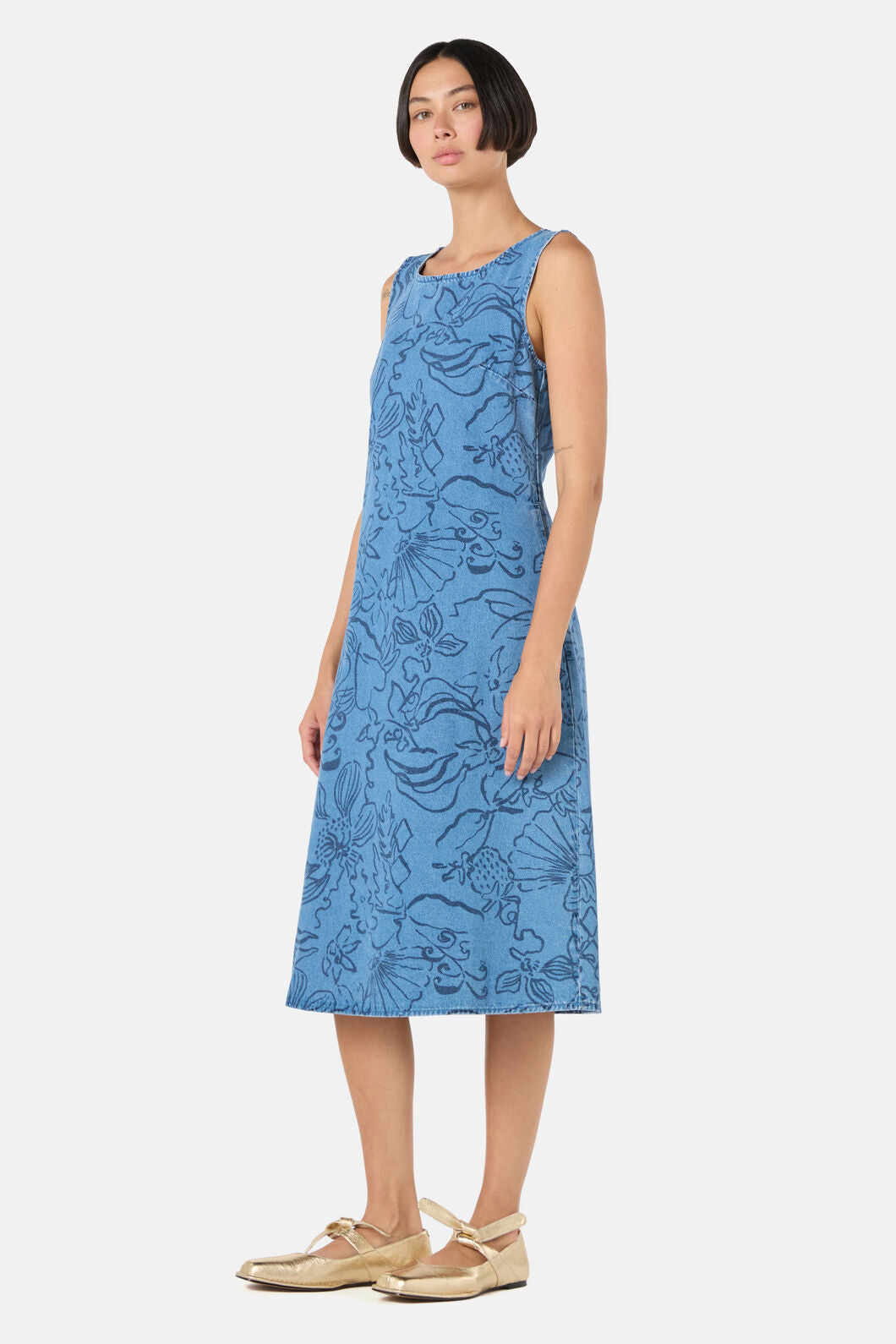 Gorman NZ - Linework Slip Denim Dress - print