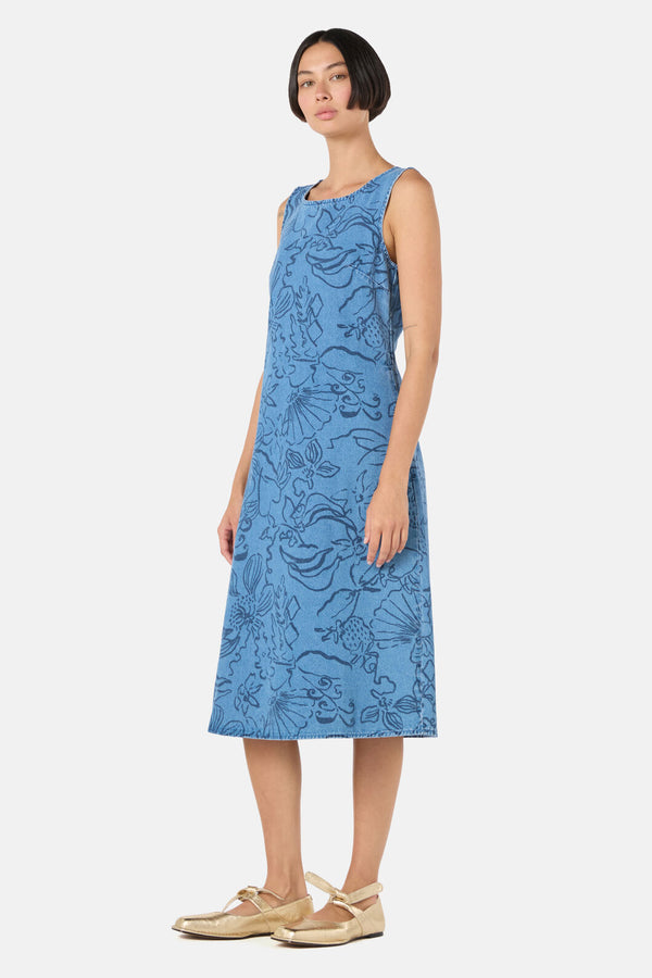 Gorman NZ - Linework Slip Denim Dress - print