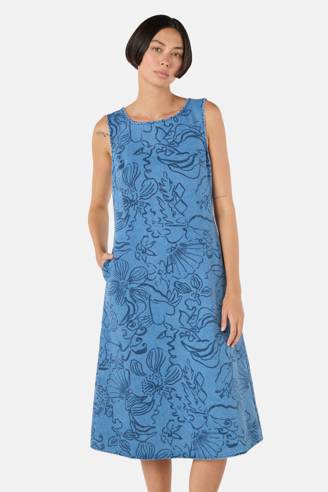 Gorman NZ - Linework Slip Denim Dress - print