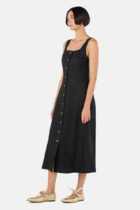 Gorman NZ - The Column Linen Plain Dress - black