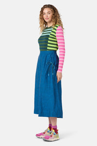 Gorman NZ - Side Knot Shot Linen Skort - navy