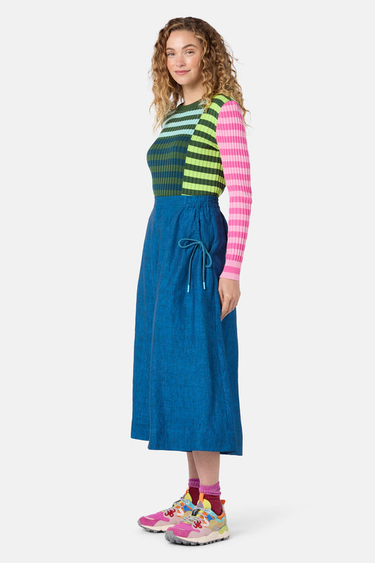 Gorman NZ - Side Knot Shot Linen Skort - navy