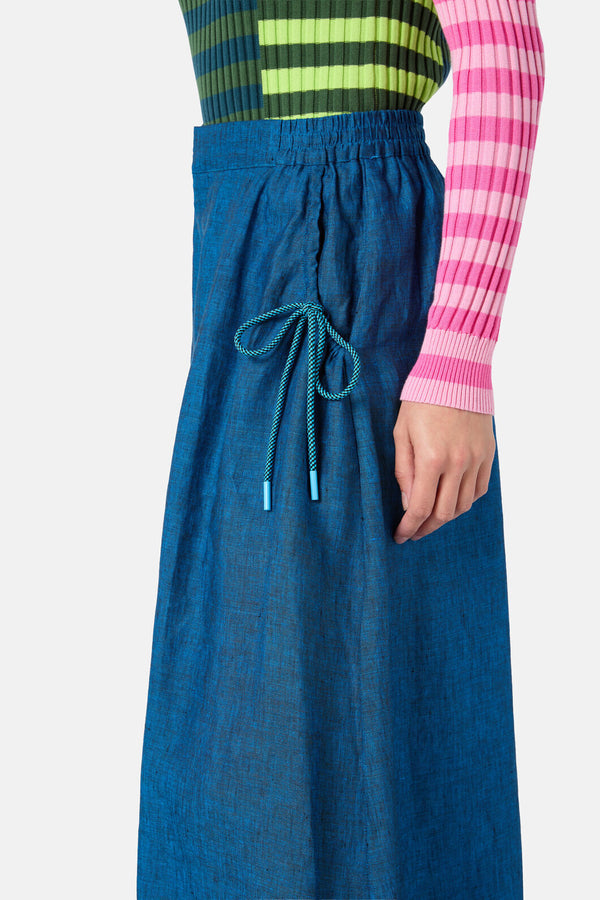 Gorman NZ - Side Knot Shot Linen Skort - navy