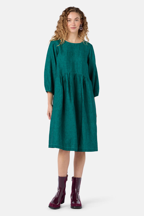 Gorman NZ - Top Stitch Shot Linen Dress - green