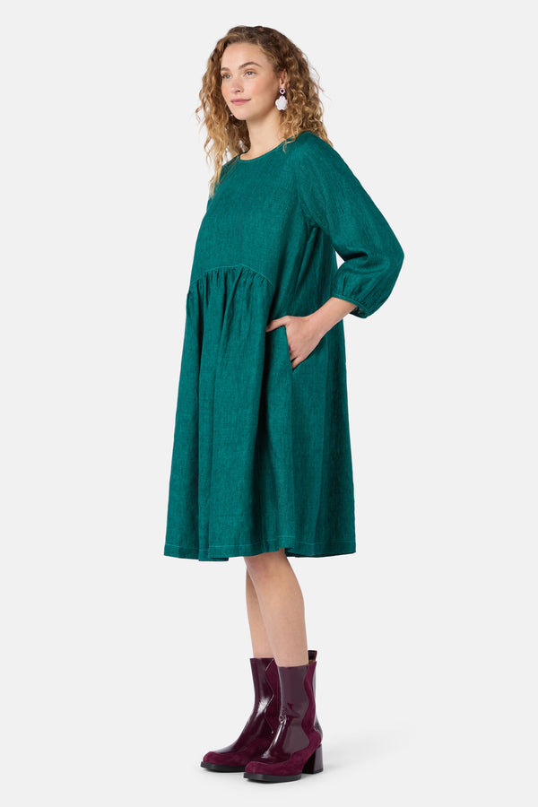 Gorman NZ - Top Stitch Shot Linen Dress - green