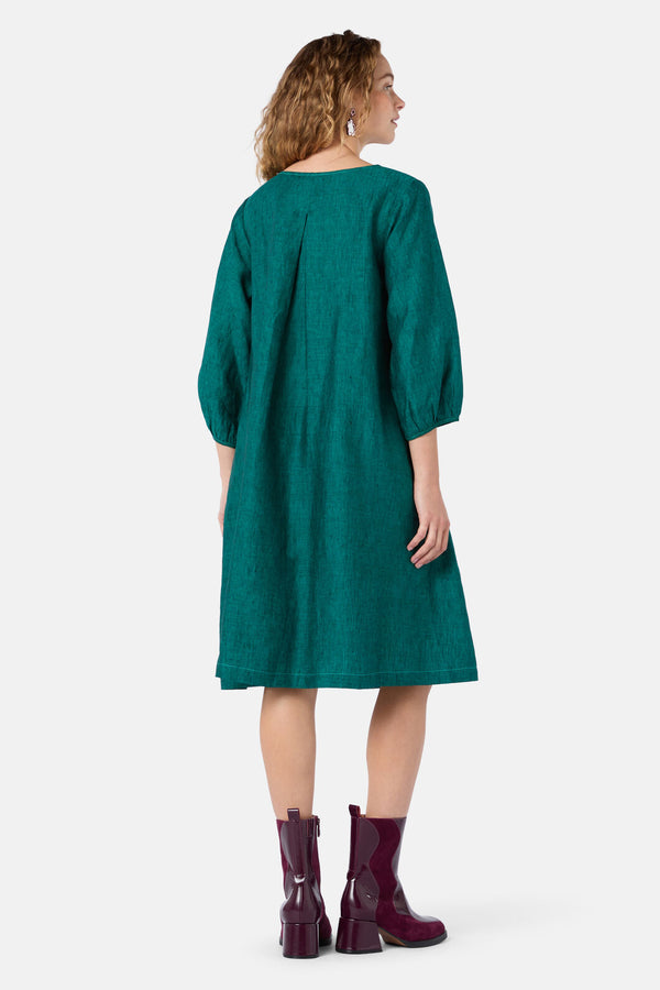 Gorman NZ - Top Stitch Shot Linen Dress - green