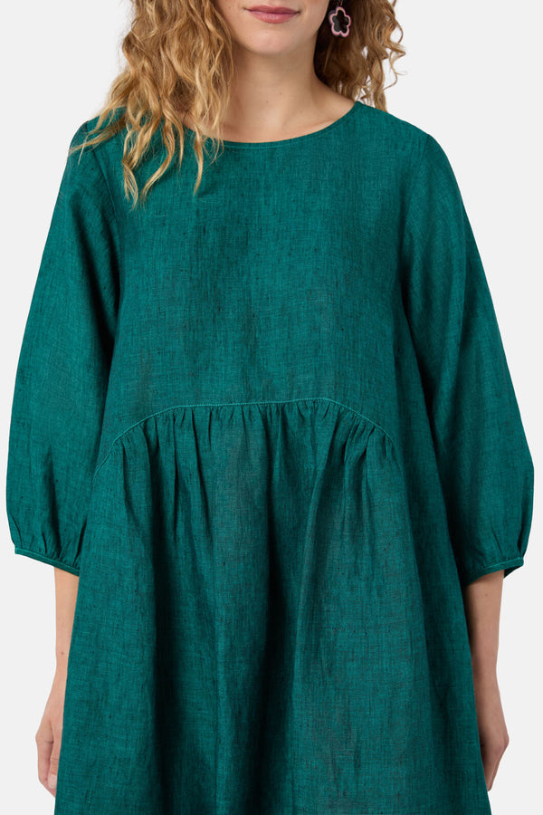 Gorman NZ - Top Stitch Shot Linen Dress - green