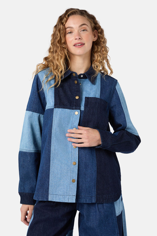 Gorman NZ - Puzzle Spliced Denim Shirt - denim