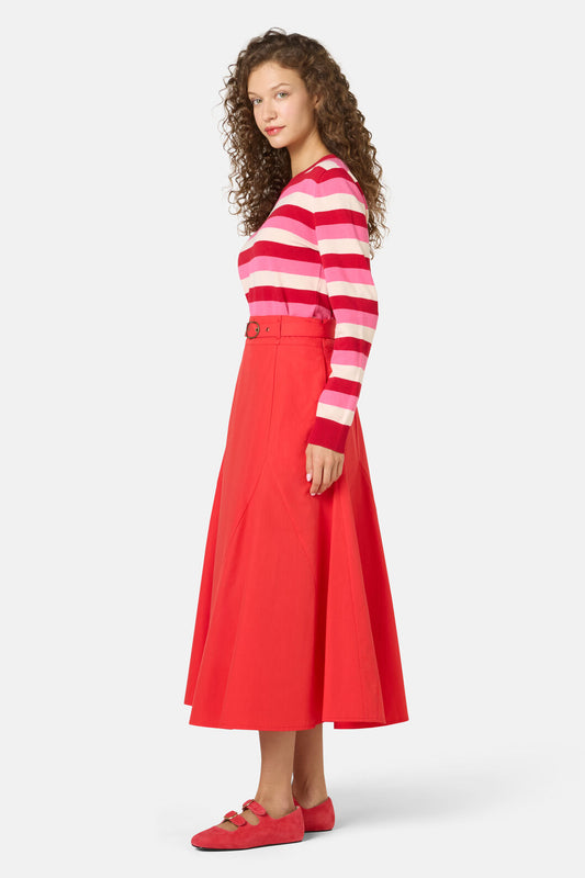 Gorman NZ - Peony Midi Cotton Skirt - red