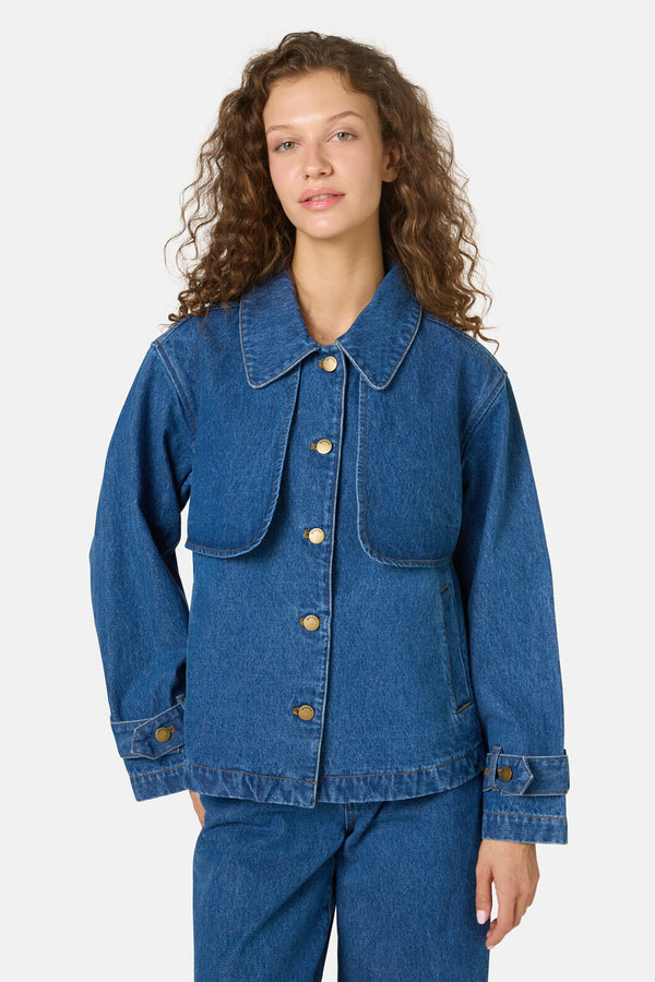 Gorman NZ - Margaux Cropped Denim Jacket - mid-blue