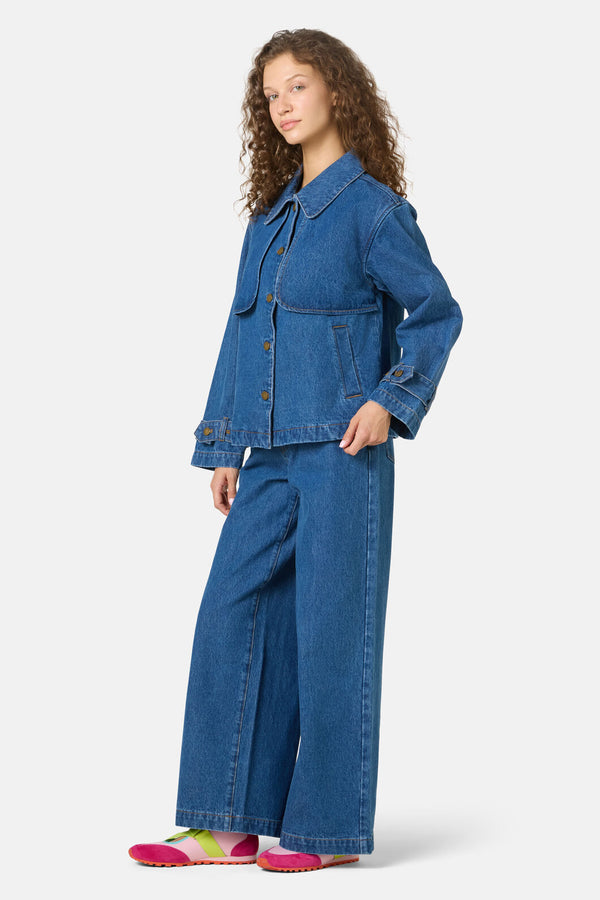 Gorman NZ - Margaux Cropped Denim Jacket - mid-blue