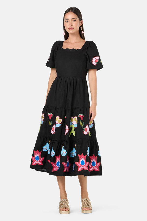 Gorman NZ - Paisley Parade Tiered Dress - black