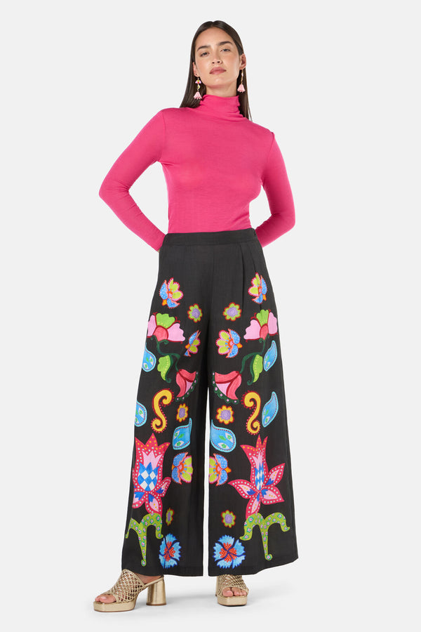 Gorman NZ - Paisley Parade Print Pant - black