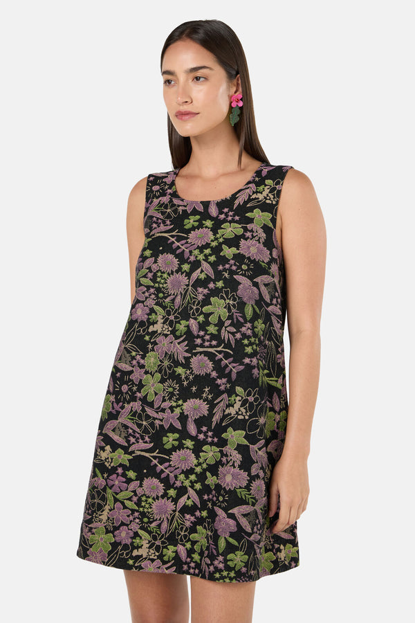 Gorman NZ - Floral Flight Denim Mini Dress - black