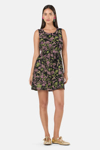 Gorman NZ - Floral Flight Denim Mini Dress - black