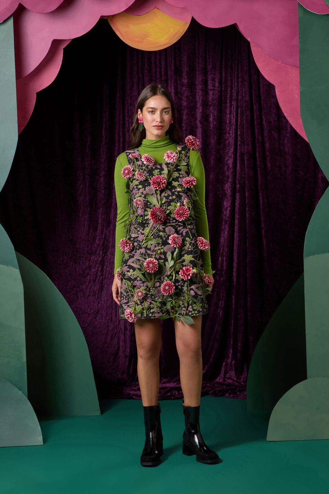 Gorman NZ - Floral Flight Denim Mini Dress - black