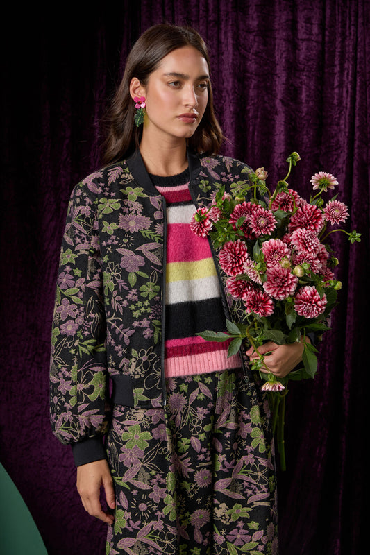 Gorman NZ - Floral Flight Denim Bomber - black