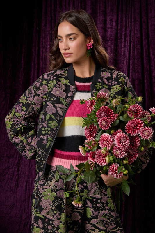Gorman NZ - Floral Flight Denim Bomber - black