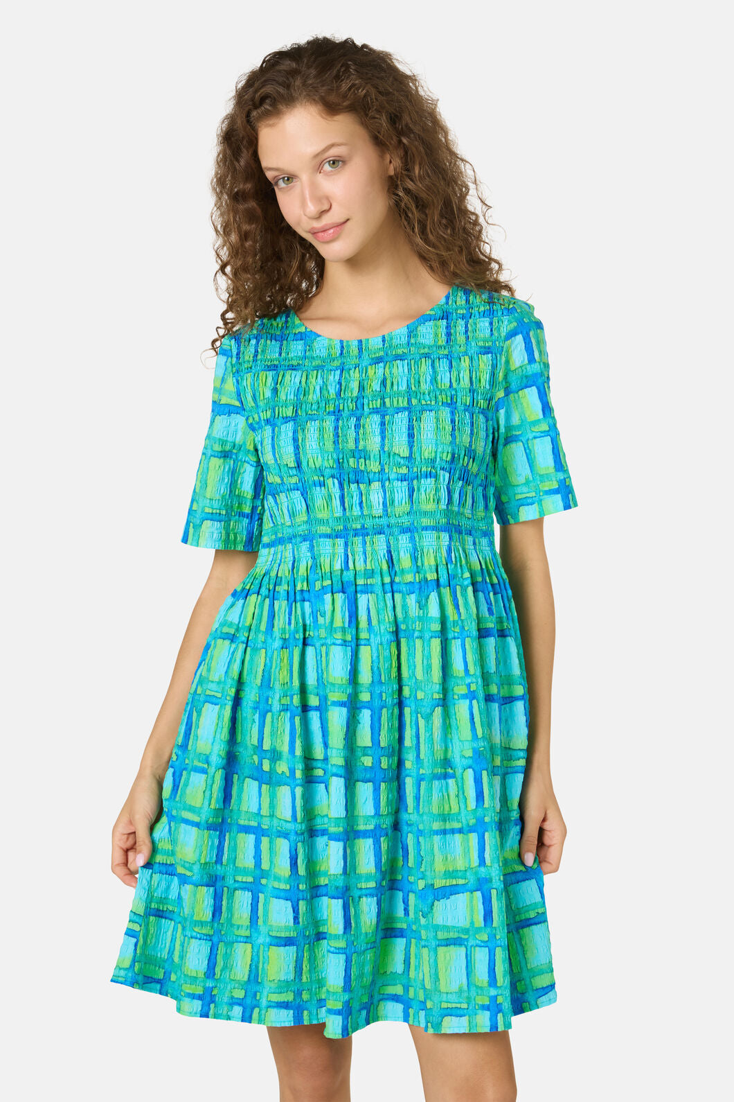 Gorman NZ - Montage Check Shirring Dress - check