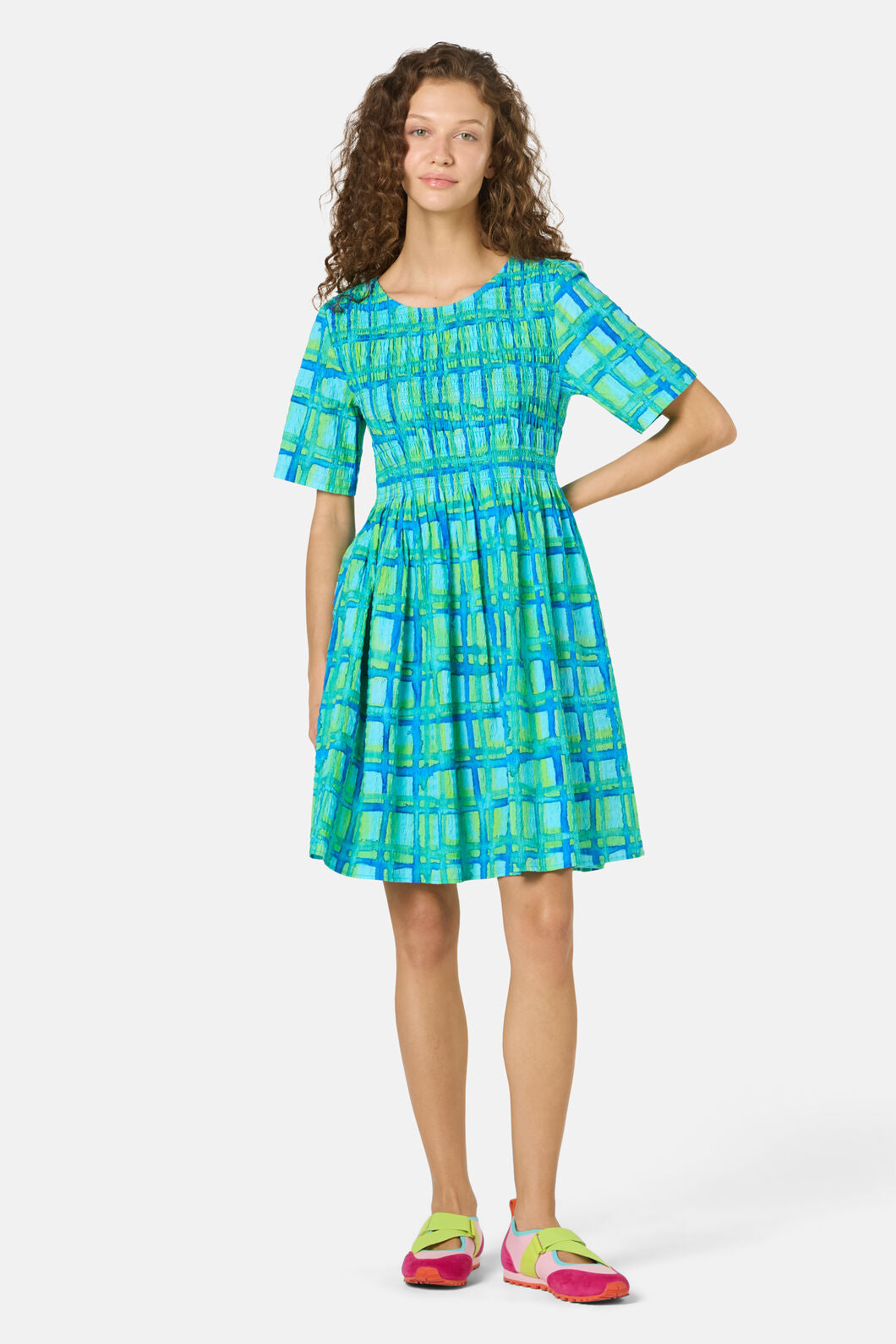 Gorman NZ - Montage Check Shirring Dress - check