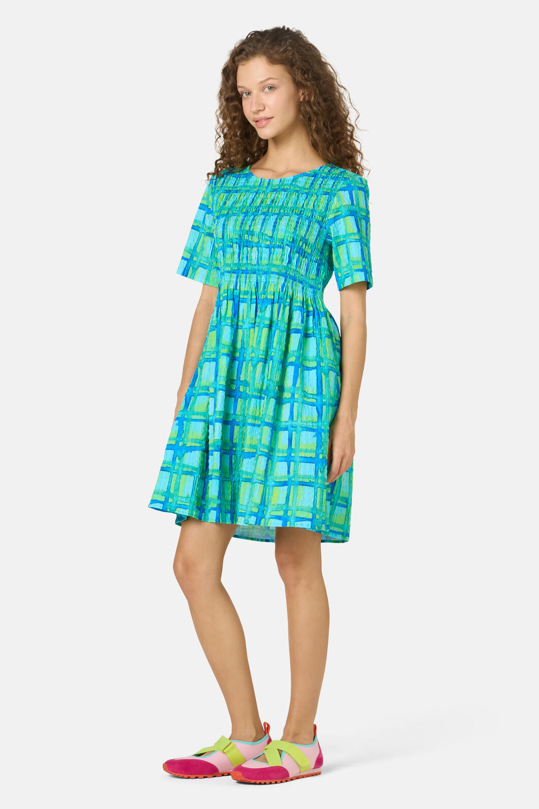 Gorman NZ - Montage Check Shirring Dress - check