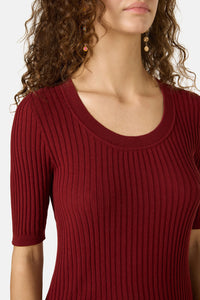 Gorman NZ - Allegra Scooped Neck Knit Top - plum