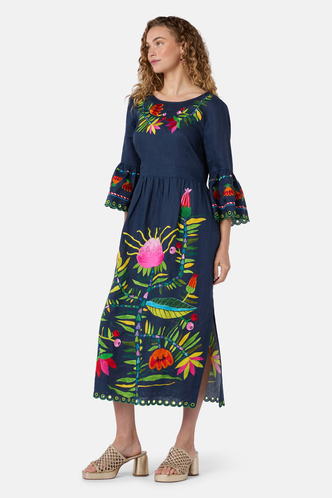 Gorman NZ - Pretty Protea EmbroideredDress - navy