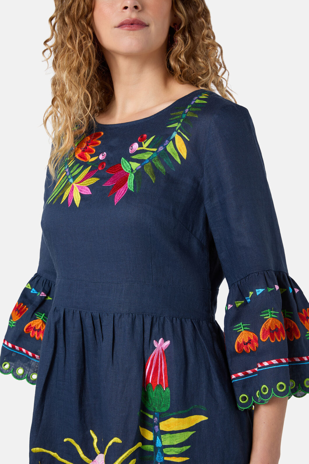 Gorman NZ - Pretty Protea EmbroideredDress - navy
