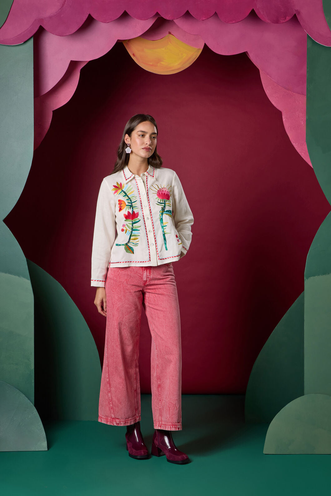 Gorman NZ - Pretty Protea EmbroideredShirt - cream