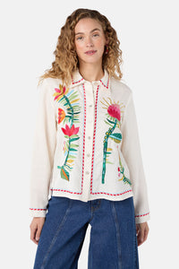 Gorman NZ - Pretty Protea EmbroideredShirt - cream