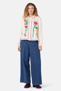 Gorman NZ - Pretty Protea EmbroideredShirt - cream
