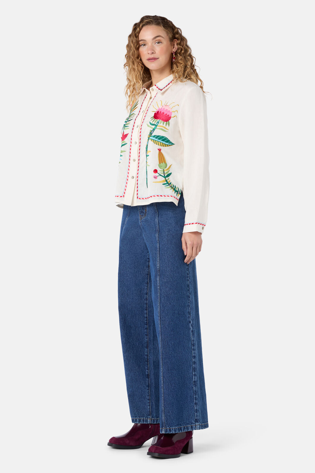 Gorman NZ - Pretty Protea EmbroideredShirt - cream