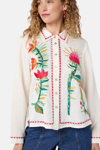Gorman NZ - Pretty Protea EmbroideredShirt - cream