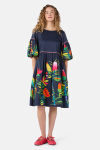 Gorman NZ - Pretty Protea Cotton Dress - navy
