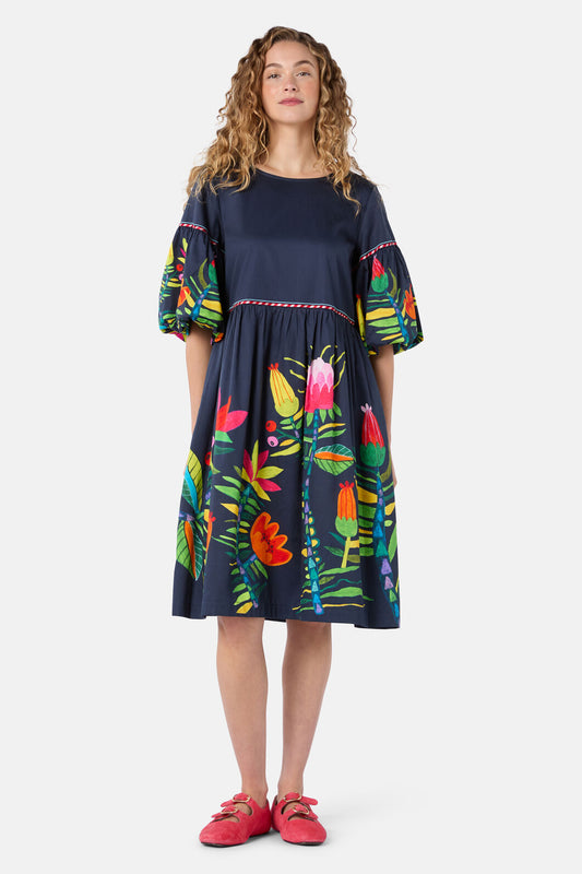 Gorman NZ - Pretty Protea Cotton Dress - navy