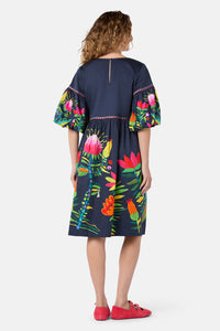 Gorman NZ - Pretty Protea Cotton Dress - navy