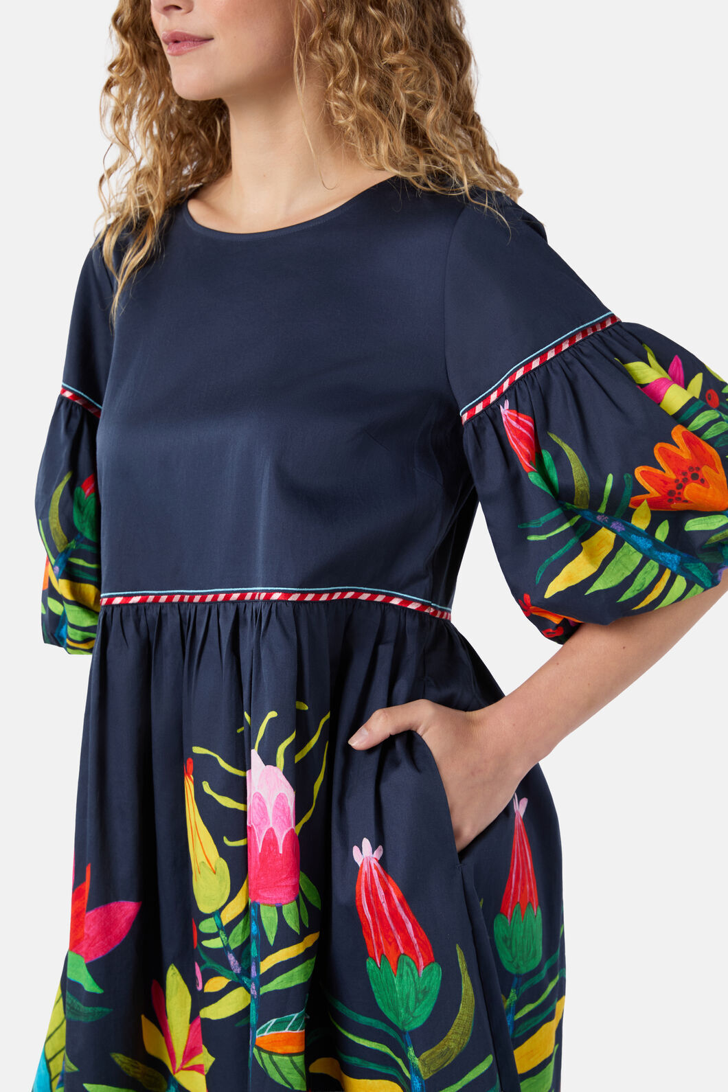 Gorman NZ - Pretty Protea Cotton Dress - navy