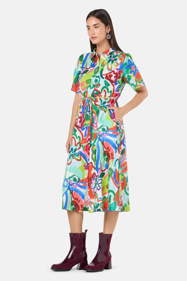 Gorman NZ - Abstract Flower Linen Dress - print