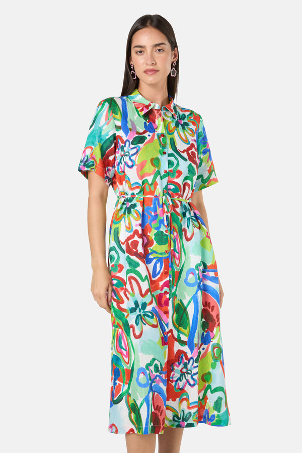 Gorman NZ - Abstract Flower Linen Dress - print