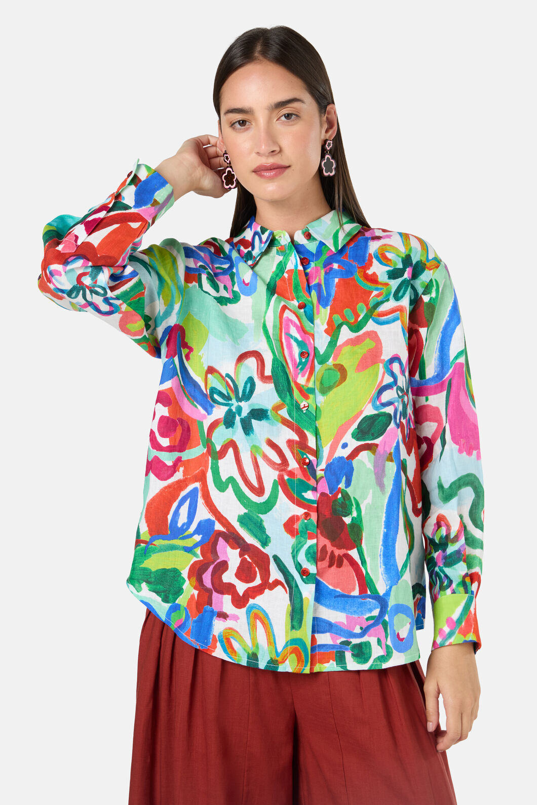 Gorman NZ - Abstract Flower Linen Shirt - print