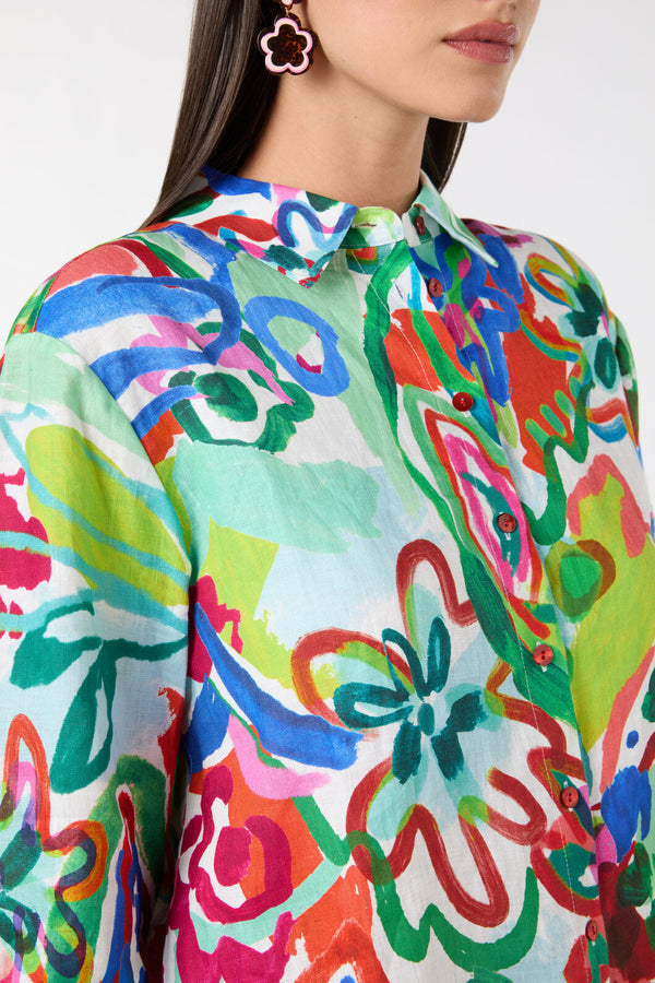Gorman NZ - Abstract Flower Linen Shirt - print