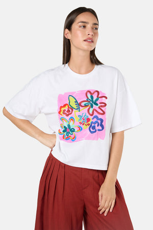 Gorman NZ - Abstract Flower Emb RelaxedTee - print