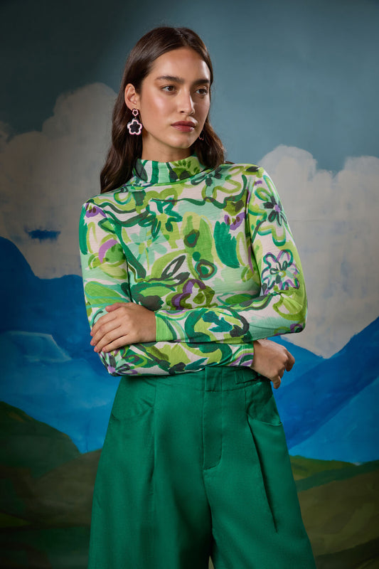 Gorman NZ - Abstract Flower Merino Polo - print