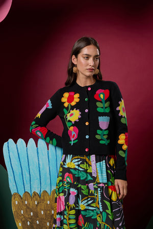 Gorman NZ - Whimsical Blooms Cardigan - black