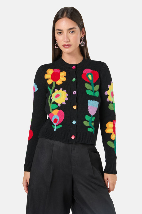 Gorman NZ - Whimsical Blooms Cardigan - black