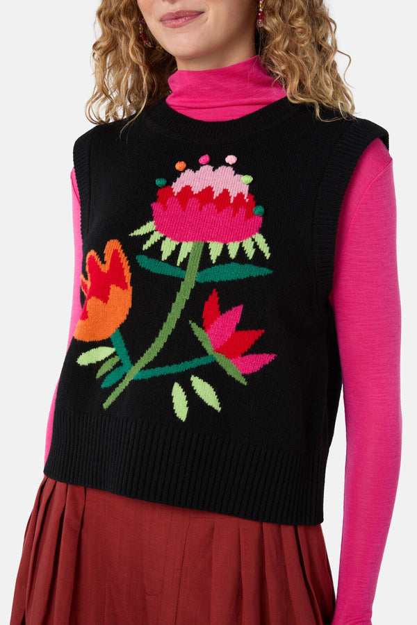 Gorman NZ - Pretty Protea Knit Vest - black