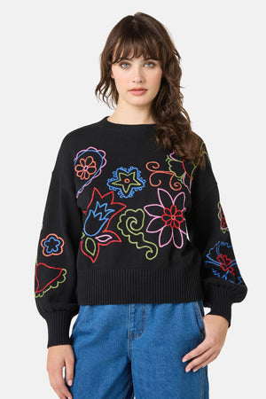 Gorman NZ - Paisley Embroidered Jumper - black